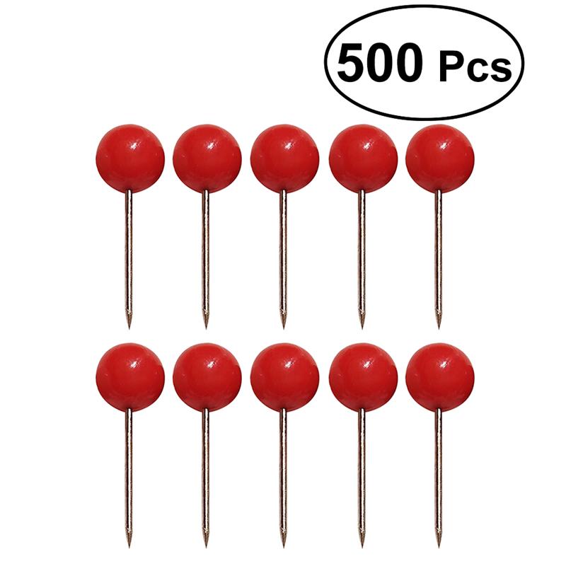 500Pcs 100Pcs Mini Push Pins Round Ball Head Map Tacks with Stainless Point for Office Home Crafts DIY Marking Push Pins: 500Pcs Red
