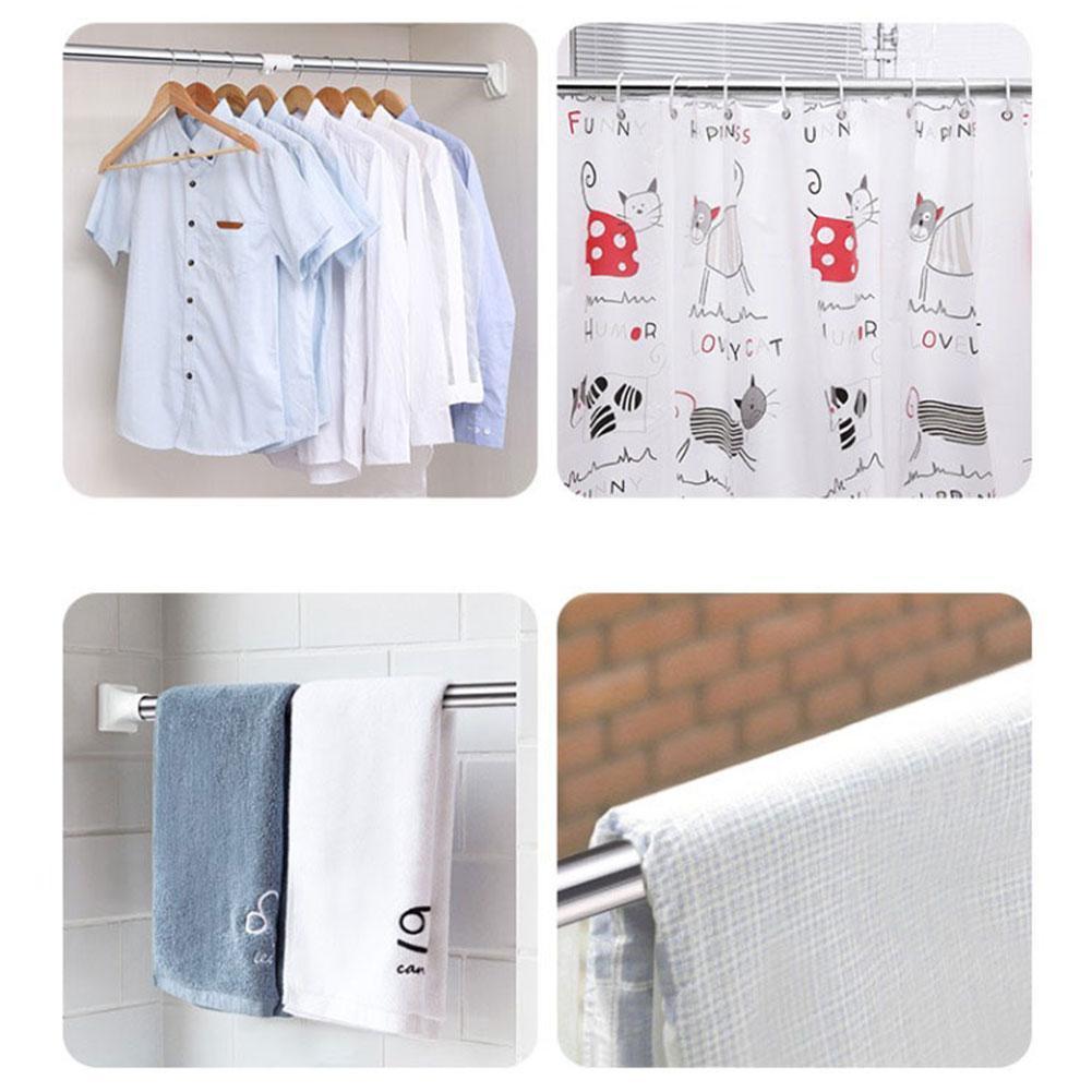 Durable Clotheshorse Telescopic Clothesline Pole Free For Bathroom Clothes Balcony Drying Rod Retractable Punching Bedroom U2B7