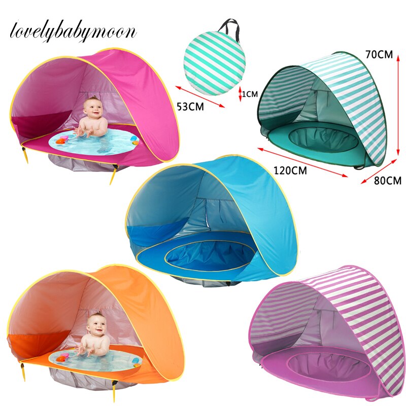 Tenda da spiaggia per bambini tenda da sole per bambini Pop-Up impermeabile tenda da sole protezione UV protezione solare con piscina per bambini campeggio esterno ombrellone spiaggia