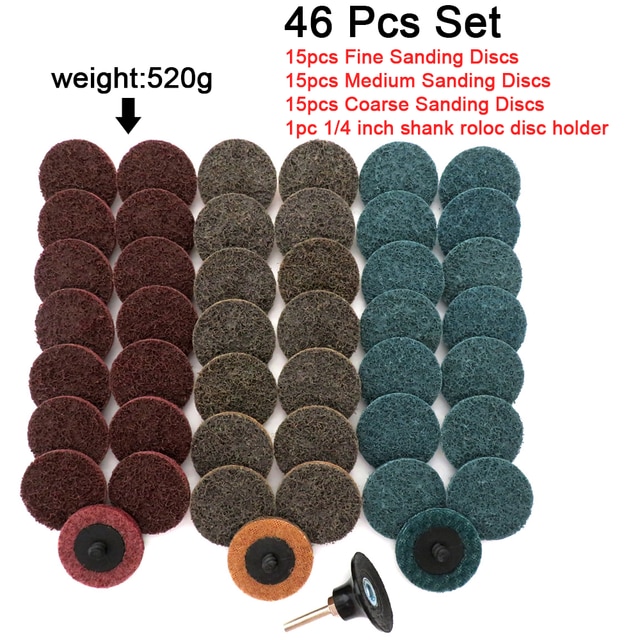 2 Inch Quick Change Discs Surface Conditioning Sanding Discs for Surface Grind Polish Finish Burr Rust Paint Removal: 46 Pcs Set