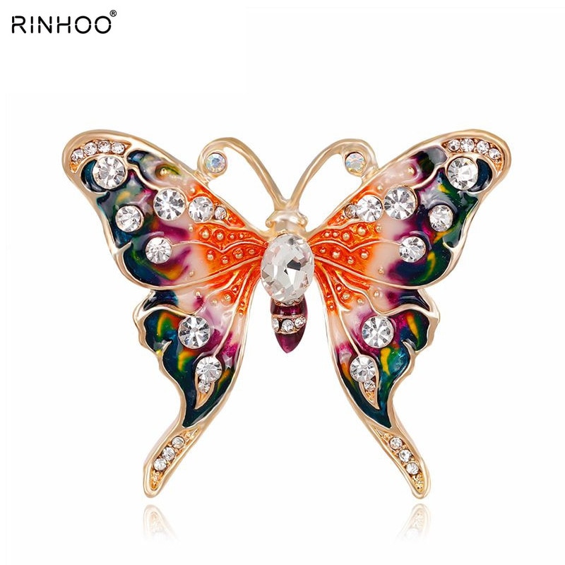 Rinhoo Beautiful pink Butterfly Small Insect Brooch Pins Animal Brooches for Women Decoration Jewelry Accessories For Women Girl