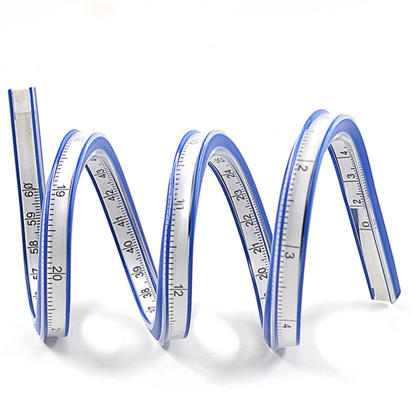 1Pc Flexible Curve Ruler Helix Drafting Measuring Tool Soft Plastic Tape Measure 30cm Engineering Drawing Graphics Ruler