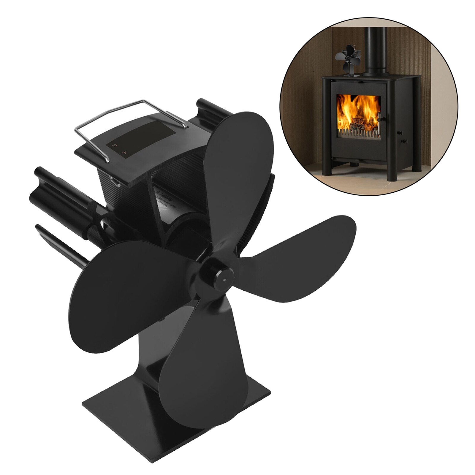 Heat Powered Stove Fan Blower Fireplace Fans for Log Burner Fans 4 Blade Fire Stove Fans for Wood Burning Stove Fans