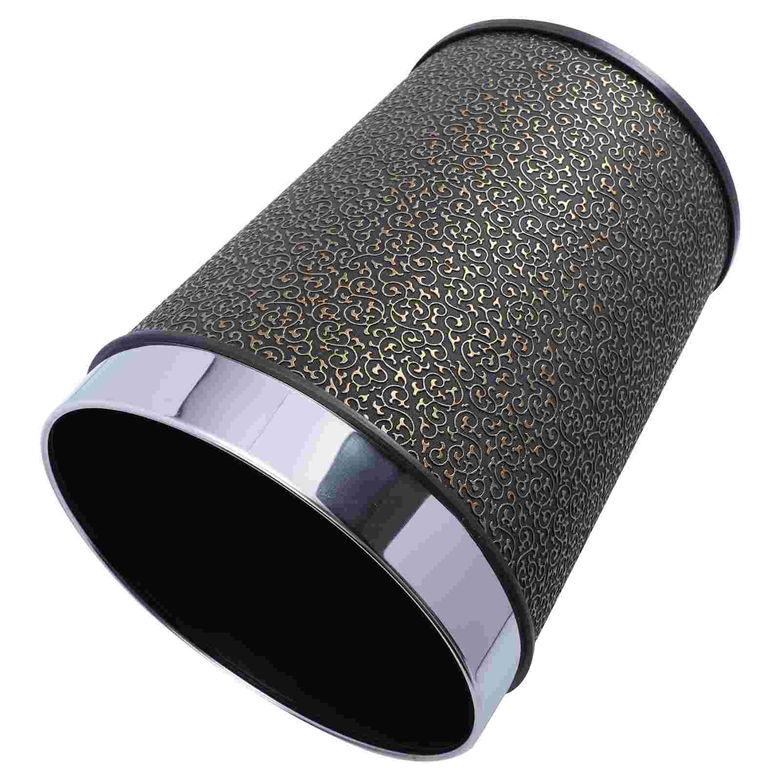 Leather Wastebasket European Style Retro Trash Can Waste Paper Basket Waste Can