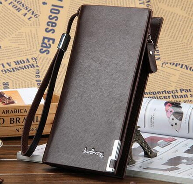 Newest Men's Leather Bifold ID Card Holder Long Wallet Purse Checkbook Clutch Billfold