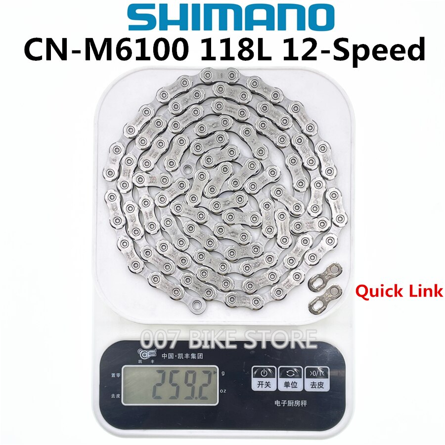 Shimano deoer cn  m6100 kæde 12- speed mountainbike cykel kæde cn -m6100 mtb cykel  m6100 kæder: Cn -m6100 118l ingen æske