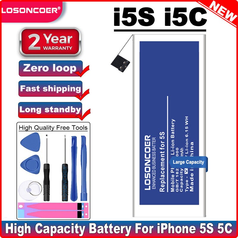 4500mAh per Apple iPhone 6S batteria 5 5s 5C 6 / 6S Plus 7 7 Plus 8 X /XS / XS Max / XR / 11 batteria strumenti gratuiti adesivi: For iphone 5S 5C