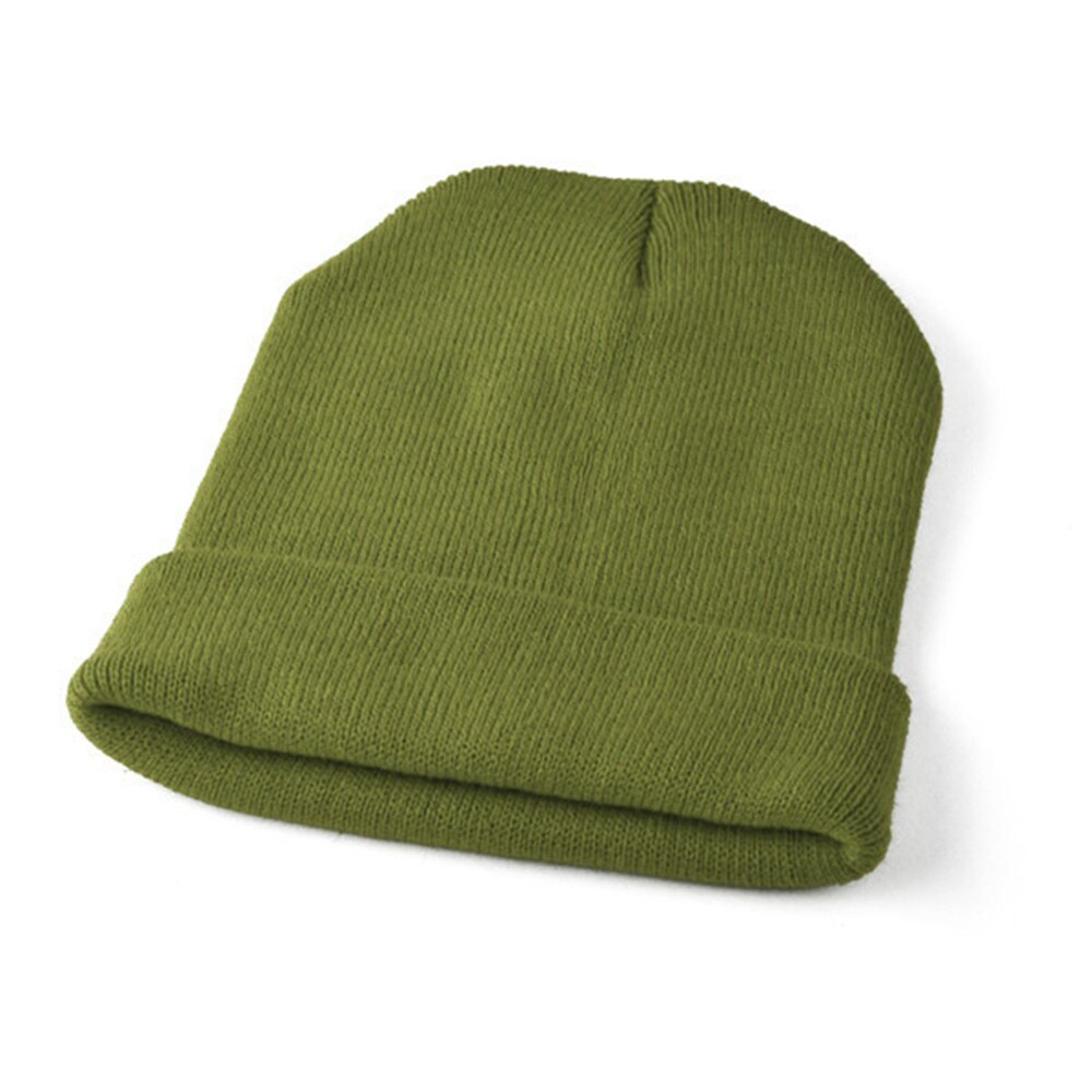 Unisex beanie hatte stilfuld strik hue til vinter dagligt slid varm holde blød stretchy: Militærgrøn