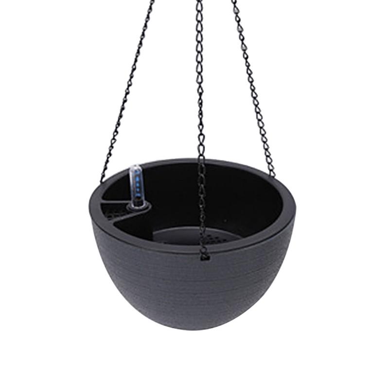 Hanging Planter Semi-Circular Flowerpot Self-Absorbing Plant Holder Garden Decoration Indoor Outdoor Watering Hanging Baskets: Black