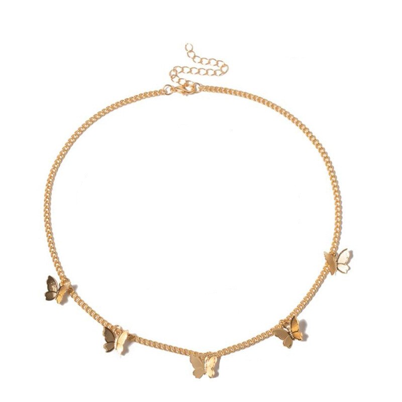 Star Butterfly Choker Necklace - Link Chain Collar - Women's Statement Jewelry - Gold/Silver Tone: XL005A