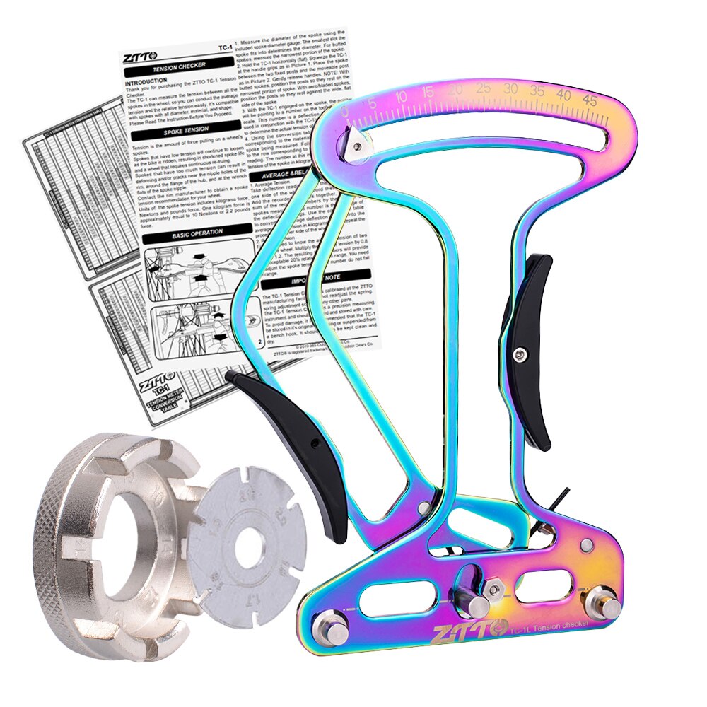 ZTTO – compteur de Tension de rayon de vélo, vérificateur de force de rayon de roue, rayons ronds Aero, indicateur précis TooI inclus, manuel TM-1 vtt: TC1L Rainbow Wrench