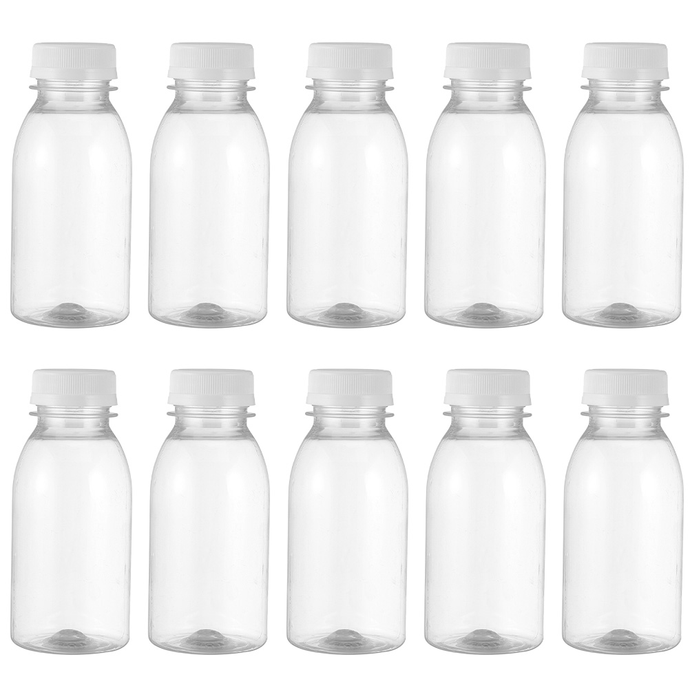 10Pcs Transparent Plastic Milk Storage Bottles Beverage Drinking Bottle Milk Beverage Drink Juice Container Empty Storage Bottle