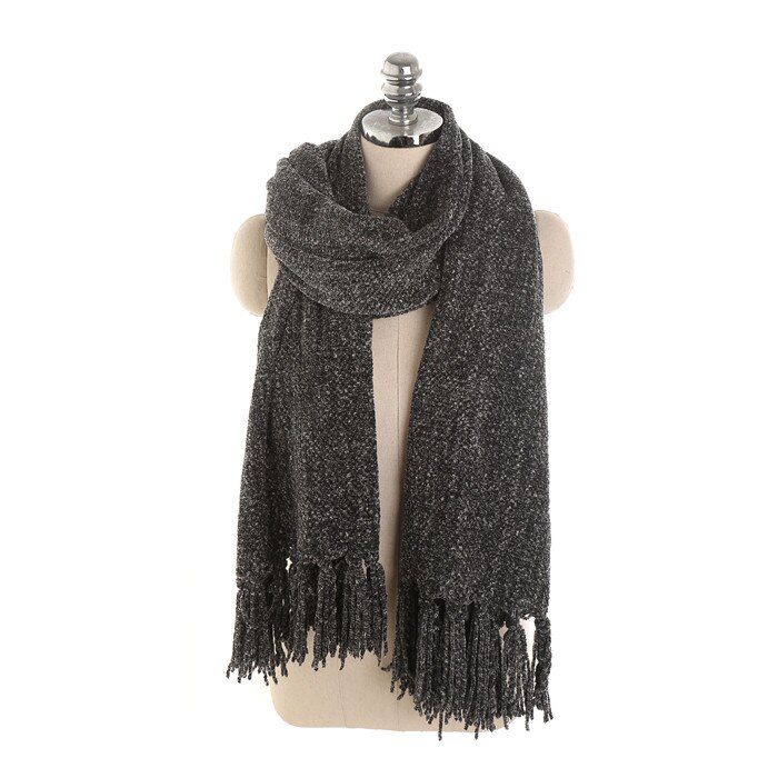 Écharpe Chenille solide et élégante | Écharpe pour femmes de , châles et enveloppes de couverture doux et confortables à la avec glands, hiver: Black