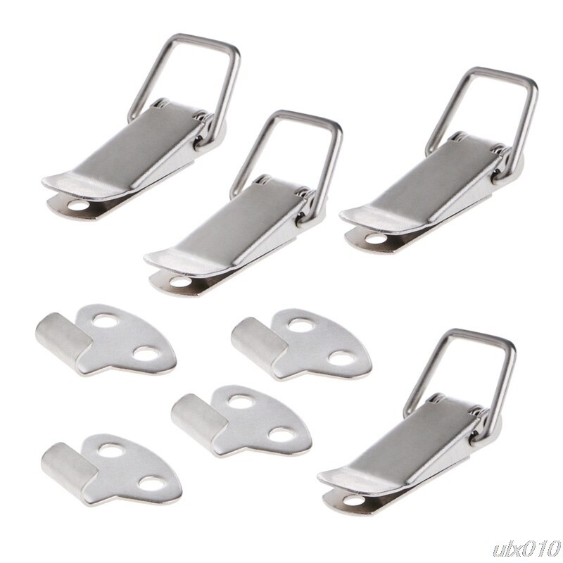 4Pcs Hardware Cabinet Boxes Spring Loaded Latch Catch Toggle Iron Hasp For Sliding Door Simple Window Cabinet S08