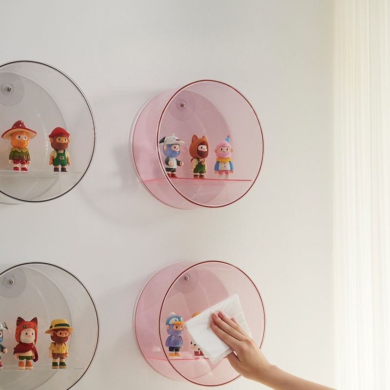 ‌ Vitrina redonda montada en la pared de 25 cm de diámetro – Gabinete de pared transparente con vista transparente | Organizador de decoración de pared