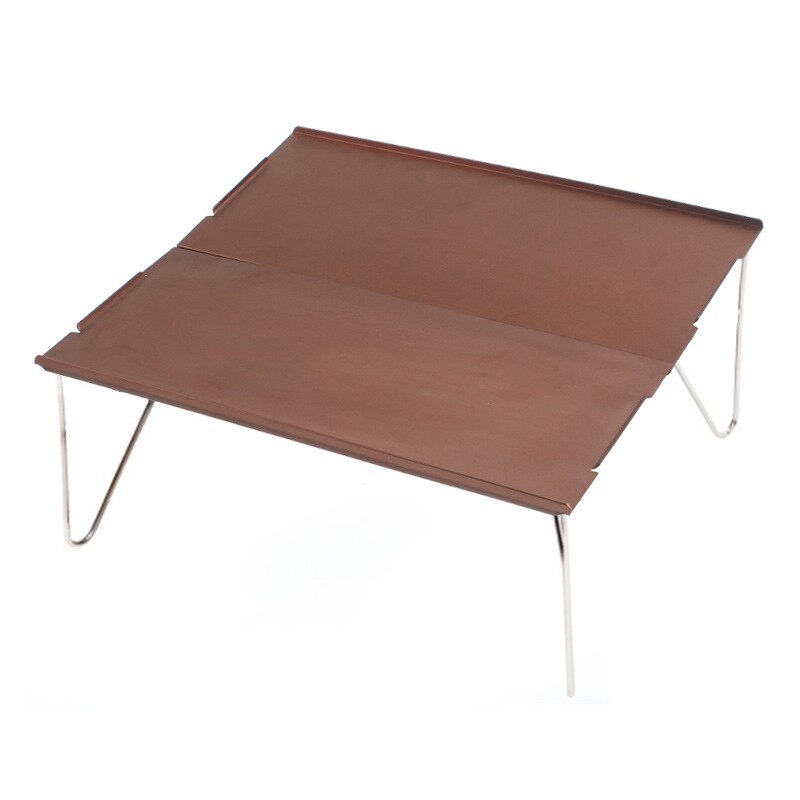 Mini foldbar aluminiumslegering bord bærbar udendørs grill camping møbler computer skrivebord: Brun