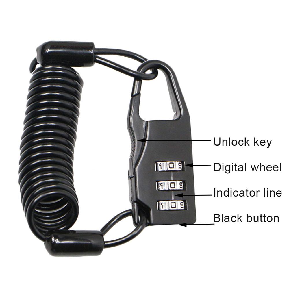 Kask lina stalowa zamek szyfrowy motocykl przenośne elektryczne blokada samochodu odkryty wioślarz górski lina stalowa kłódka czarny