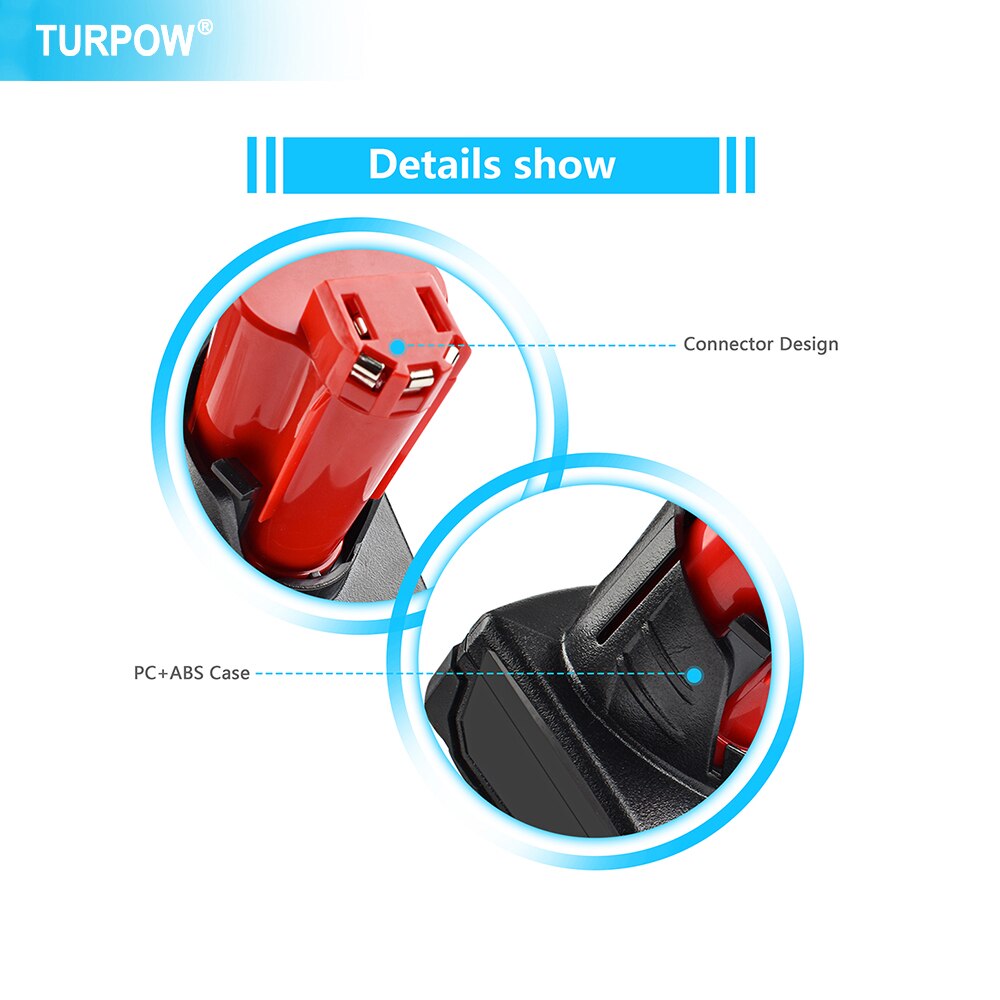 Turpow 12V 6000Mah Oplaadbare Batterij Voor Milwaukee M12 Xc Cordless Gereedschap 48-11-2402 48-11-2411 Batterijen 48-11-2401 MIL-12A-L
