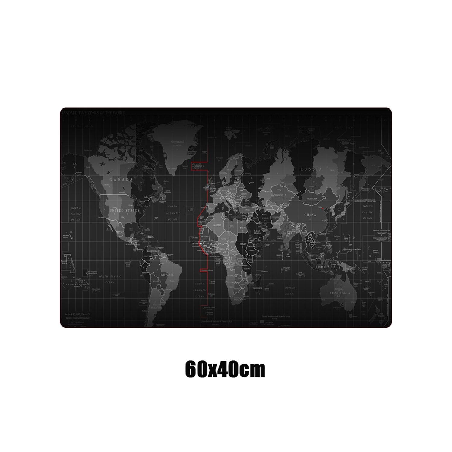 Grote xl gaming muismat met wereldkaart, afsluitbare rand, antislip voor computer, grote gaming muismat, rubberen notebook, toetsenbord, bureaumat: 6040cm