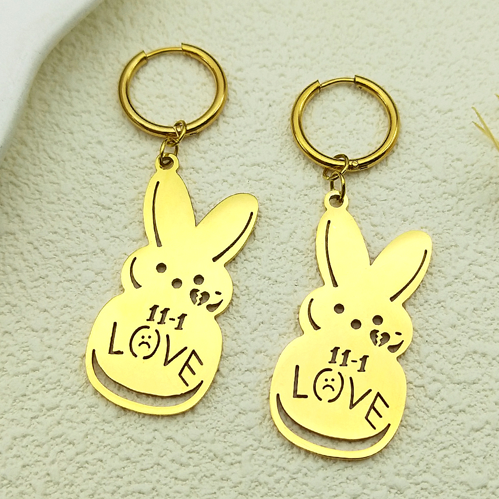 Kpop Lil Peep Rabbit Sad for Love Couple Pendant Necklace for Women Men Stainless Steel Music R.I.P Chain Jewelry Collar Fans: Antique Bronze Plated