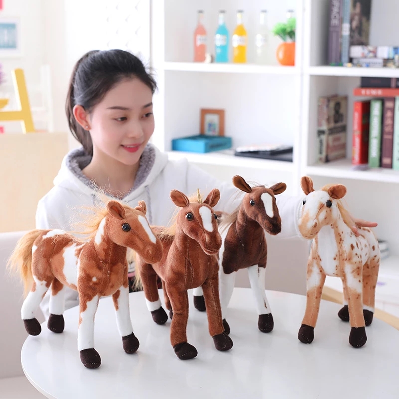 30-90cm 4 estilos caballo de simulación de peluche de juguete de peluche Animal realista muñeca bebé niños tienda de casa decoración Triver juguete de