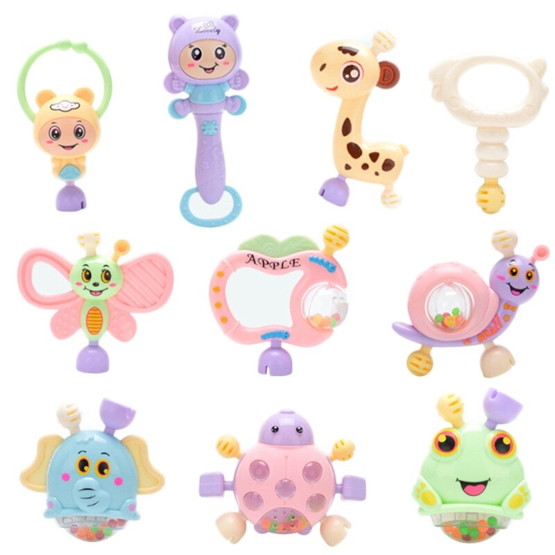 6-10pcs Baby Toys Hand Hold Jingle Shaking Bell Teether Ring Baby Rattles Toys Newborn Baby 0- 12 Months Teether Toys: 10Pcs