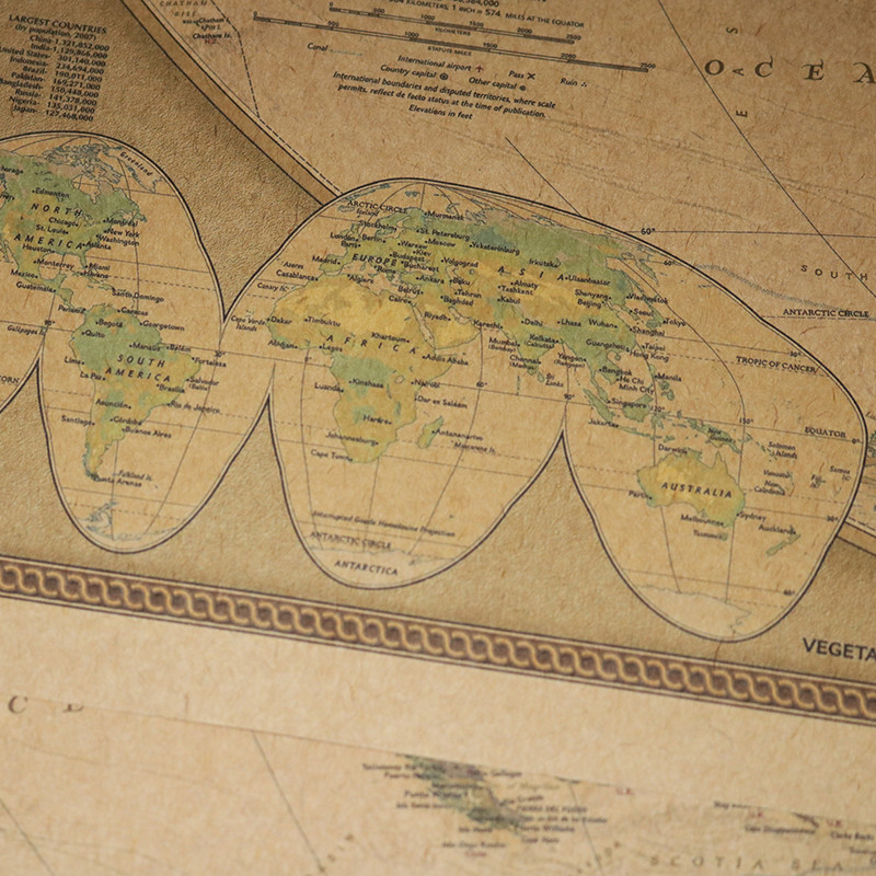 Póster de mapa del mundo, Papel Kraft de 72,5x47cm, papelería para estudiantes, papeles pintados de geografía mundial, decoración del hogar, pinturas decorativas, 20 Uds.