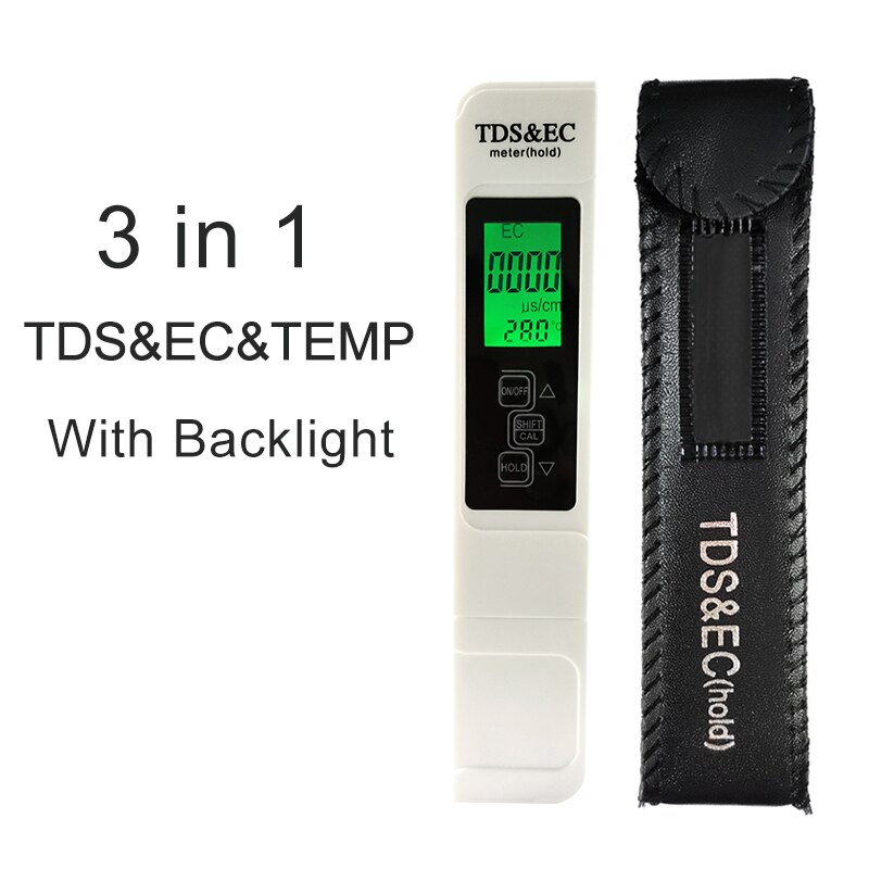 Medidor De Calidad Del Agua 3 En 1 (TDS/EC/Temperatura) – Rango 0-9990 Ppm, Probador Digital De Pureza, Lápiz Portátil