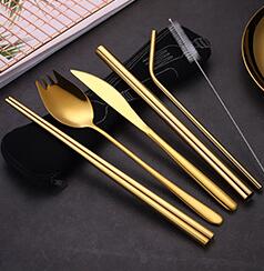 Gold Cutlery Set Knives Forks Spoons Set Flatware Stainless Steel Kitchen Dinnerware Home Party Table Cutlery Set: 4 Sets / gold set