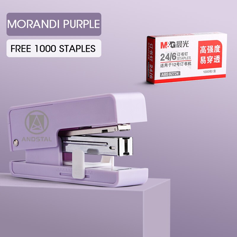 M&amp;G Multi-function Modern Stapler With Staples Room 25 Sheets Effortless Paper Book Binding Stapling Machine Office Supplies: Purple color 1 pc
