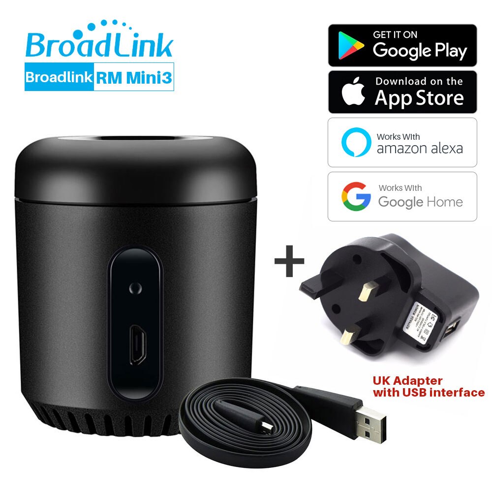 Broadlink rm mini 3 ir fjernbetjening smart home automation smart house app kontrol kompatibel med alexa ok google home mini: Rm mini 3uk
