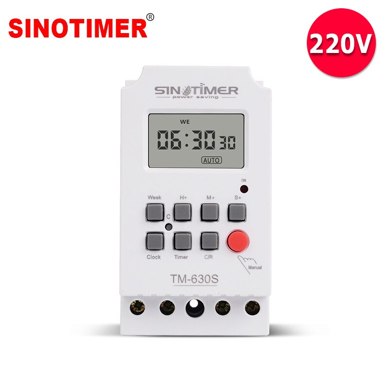 Tung belastning 30a 12 vdc 7 dage ugentlig digital elektronisk belysning daglig timer med interval 1 sekund og strøm direkte udgang: Indgangseffekt 230 vak