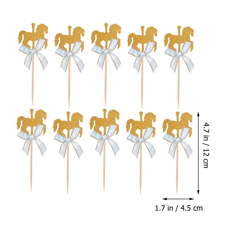 Garniture de Cupcake créative en forme de cheval, gâteau à thème cheval carrousel, Dessert, décor de Table, gâteau aux fruits, Insertion de cartes, 40 pièces