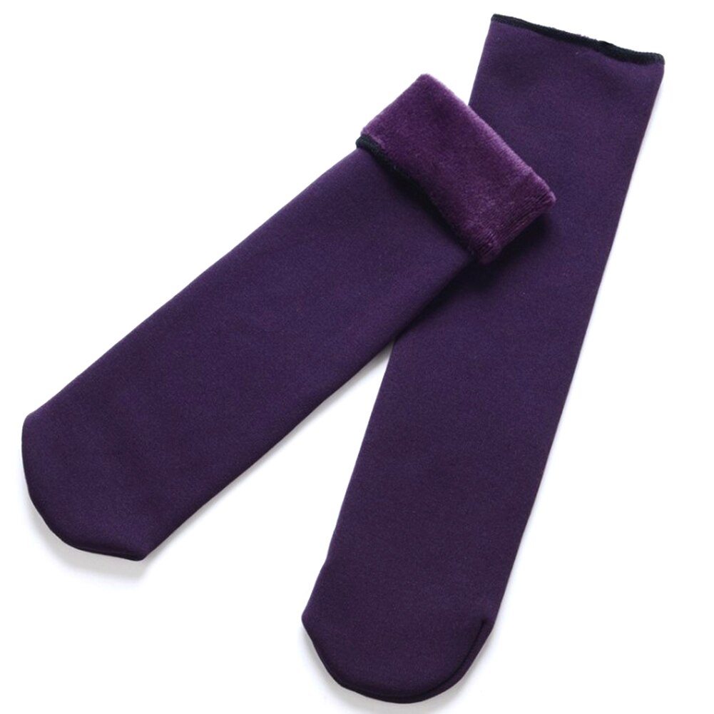 Calcetines de terciopelo para mujer, calcetín grueso de Cachemira para nieve, térmico, para mantener el suelo, calcetines para dormir, cálido, Otoño e Invierno: Morado