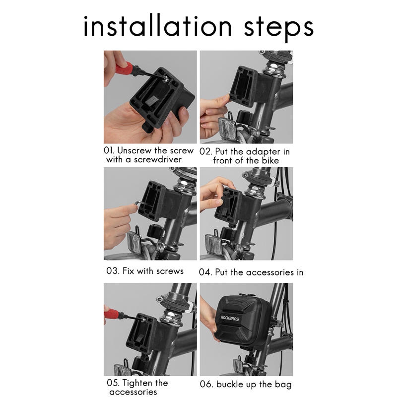 ROCKBROS Folding Bike Front Bag Waterproof Hard Shell Bike Front Panniers Storage Case For Scooter MTB Road Bike