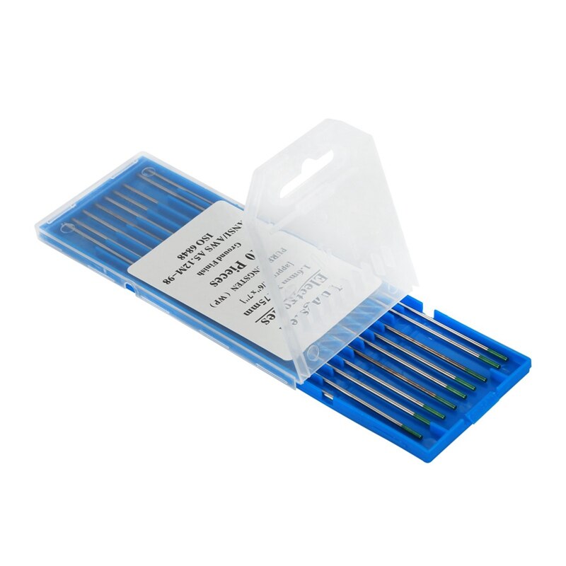 TIG Welding Tungsten Electrodes Pure Tungsten (Green, WP) 10-Pack