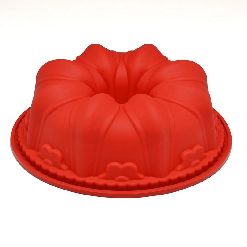 1 stks rode siliconen bundt cake pan ronde moule cake siliconen mallen voor cake decorating flower cakevorm non-stok bakvorm