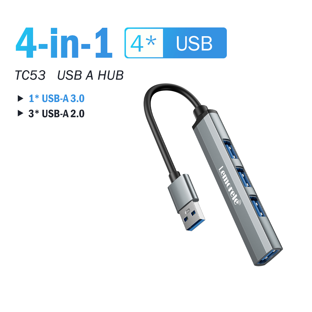 Lemorele 120cm 4Ports USB HUB OTG USB A 3.0 Adapter Multi Splitter Adapter Akcesoria do laptopów Xiaomi Lenovo Macbook Pro: Różowy