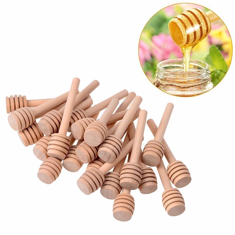 Creatieve 24 Pack Van Mini 3 Inch Houten Honing Dipper Sticks Voor Honing Jar Doseer Motregen Honing Bruiloft Party Bar supply