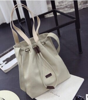 Handtas Canvas Tas Met Lederen Handtas Schoudertas: Beige