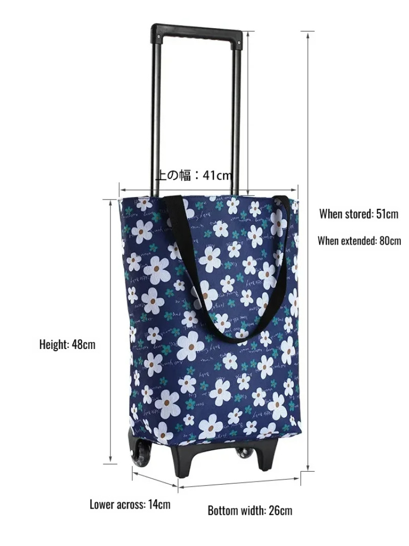 Med hjul tralle handlepose supermarked dagligvarevogn liten tralle handlevogn bærbar tralle med stor kapasitet håndtralle