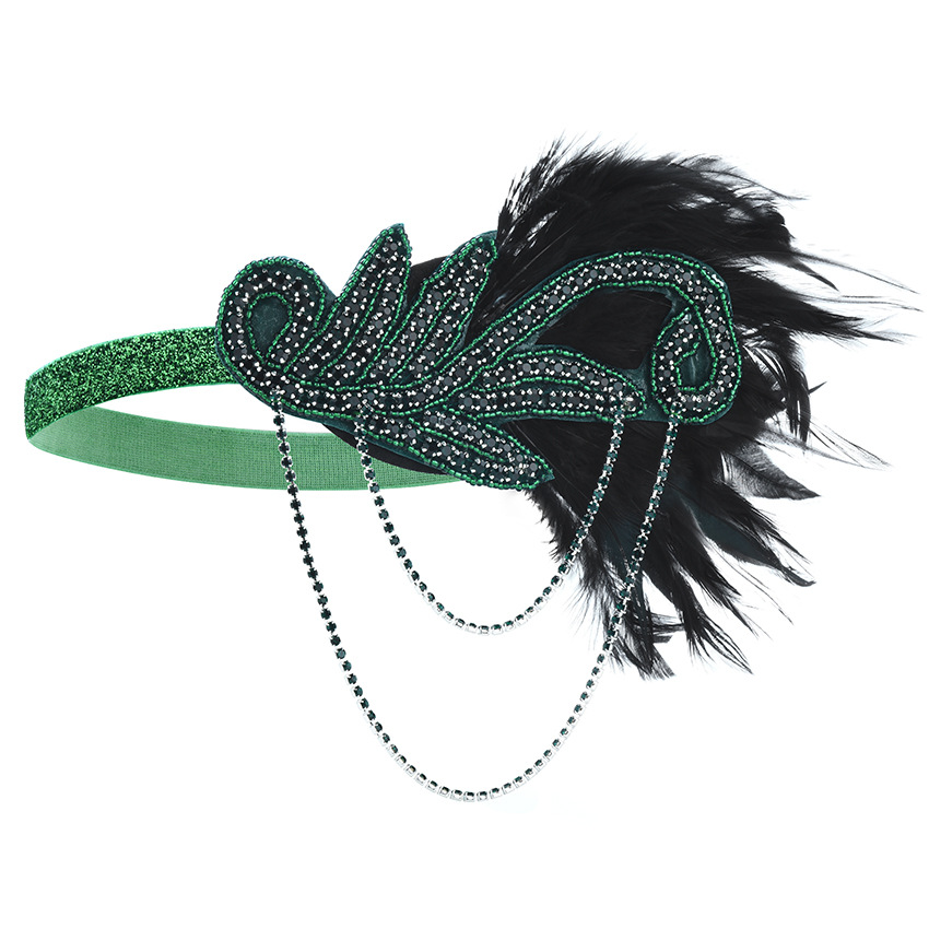Accesorios de vestido Flapper de los años 20, accesorios de Retro, diadema de GATSBY CHARLESTON, banda de plumas para boda, banda de niña Flapper, 1 Uds.: Azul