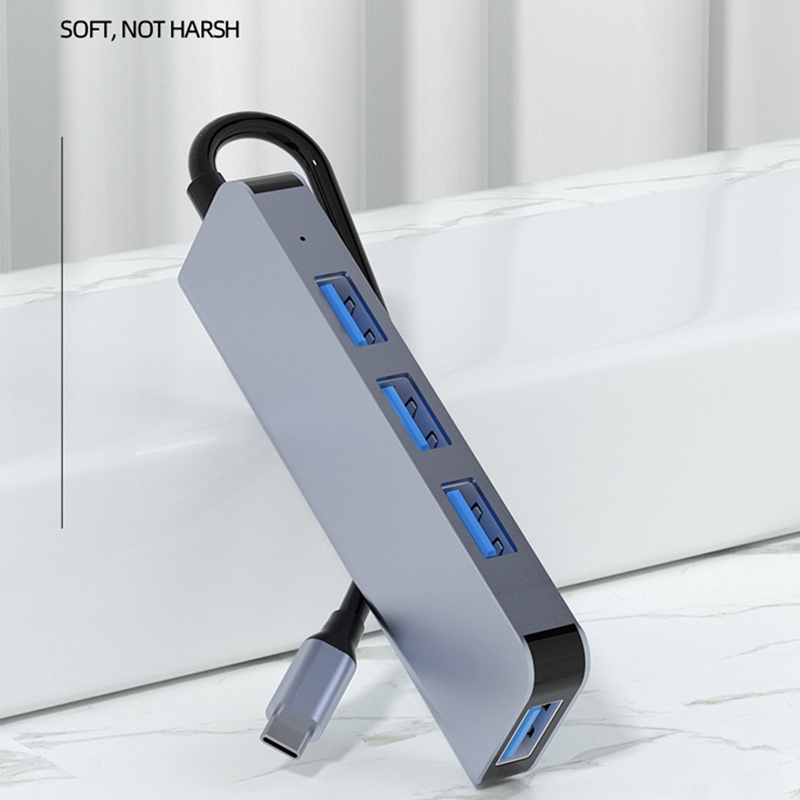 4-Port USB Data Hub Adapter, Aluminum USB Hub 3.0 with SuperSpeed 5Gbps, Compatible for ,Flash Drive and More