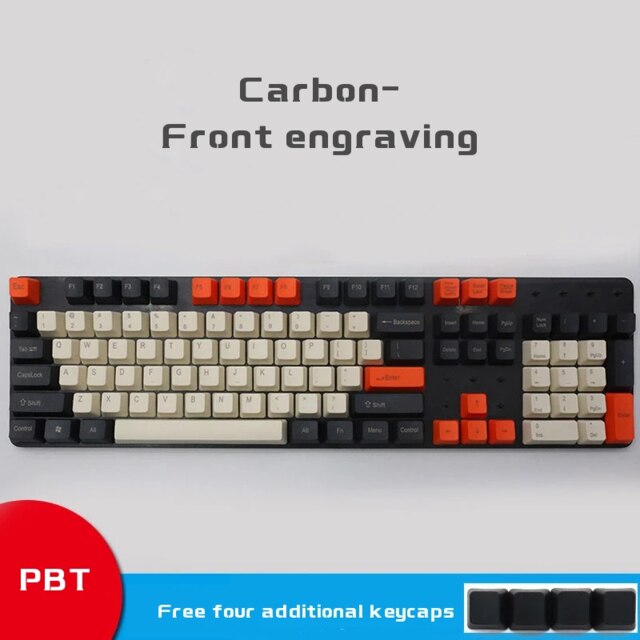 Top Gedruckt OEM PBT Keycap Für Mechanische Tastatur 108 Schlüssel Vollen Satz Dolch Verdicken Tastenkappen Schlüssel Für Blau/Rot/braun/Schwarz Schalter: Carbon-1