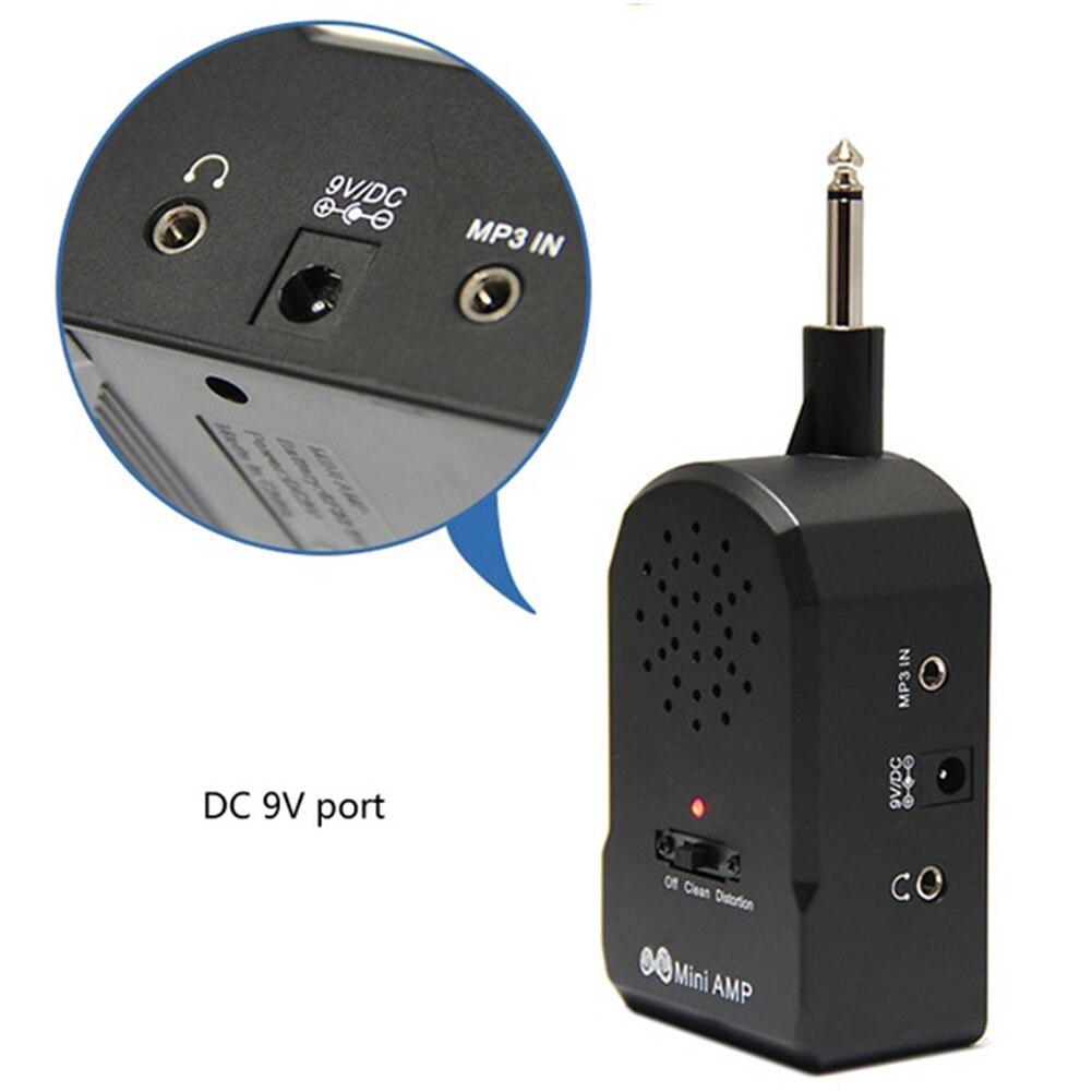 Pocket Clean Compact With 3.5mm Interface 2W Black Mini Distortion Setting Durable Portable Guitar Amplifier