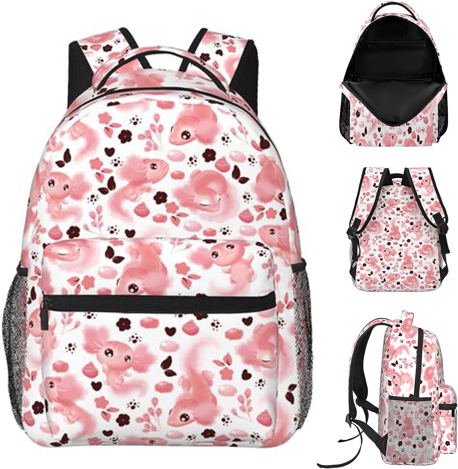 Cute Axolotl Backpack Laptop Backpack Lightweight Backpack Casual Daypack With Adjustable Straps.Cute Pink Axolotl: Default Title
