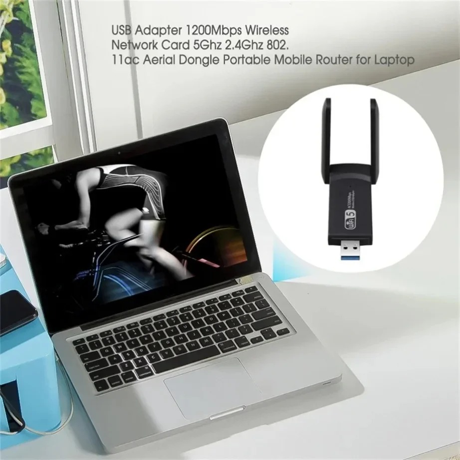 1200Mbps Wireless USB Wifi Adapter Dual Band 5GHz 2.4Ghz 802.11AC RTL8812BU Wifi Antenna Dongle Network Card For Laptop Desktop