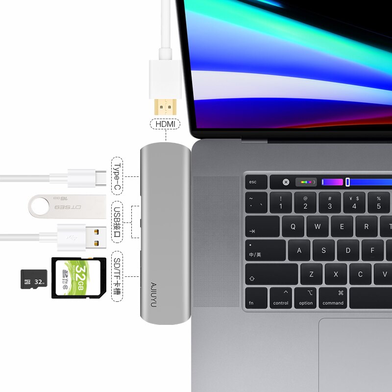 Ajuyu – HUB USB C pour tablette Samsung Galaxy Tab S7 11 &quot;, S7 Plus FE 12.4&quot;, Type C 3.1, Hub vers HDMI, USB USB-C PD, Port, adaptateur Dock: 6 in 1 USB and HDMI