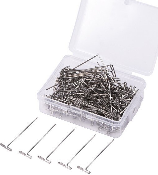 Unids/caja de Clips de Pin en forma de T para peluca, extensión de cabello para fabricación de cabello, Fix On maniquí, cabeza de bloque de lienzo, Utensilios de costura de pelo de 38mm, 100