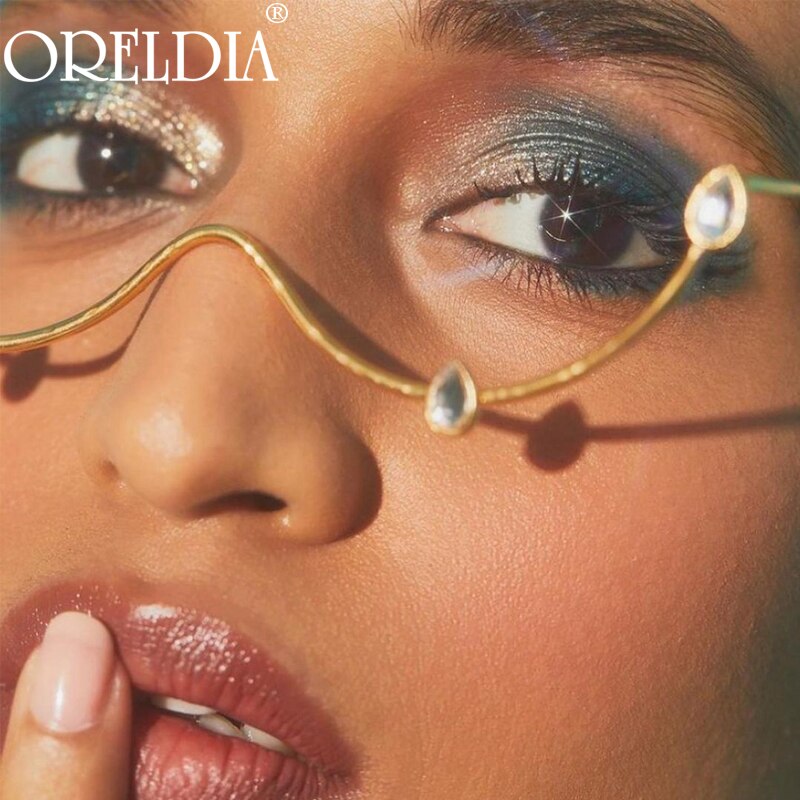 Rhinestone Glasses Frame Alloy Diamond Sunglasses Half Frame Glasses Women Luxury Crystal Water Decoration